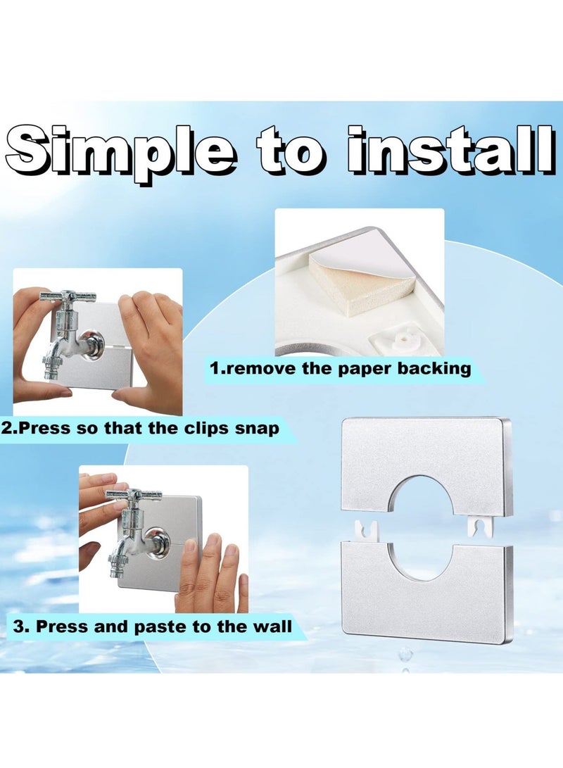 Plumbing Cover Plates, White ABS Plastics Square Shaped Escutcheon Plates with 33mm/1.29inch Diameter Hole Wall-mounted Water Pipe Cover - Image 2