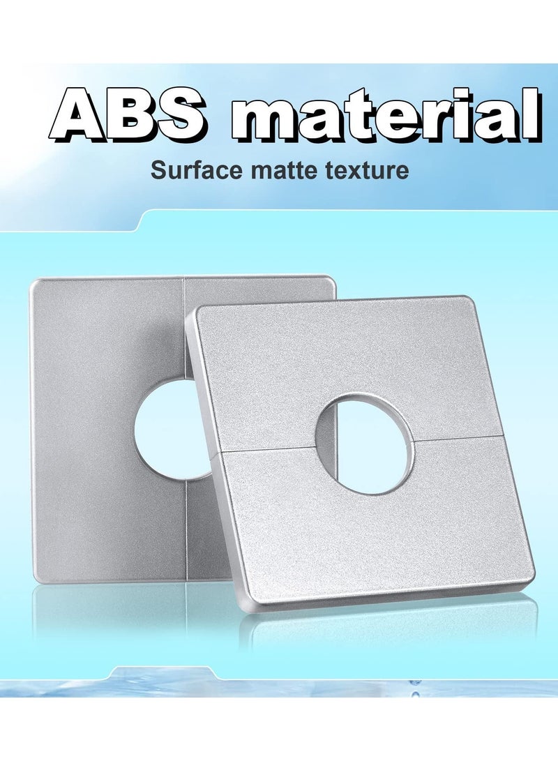 Plumbing Cover Plates, White ABS Plastics Square Shaped Escutcheon Plates with 33mm/1.29inch Diameter Hole Wall-mounted Water Pipe Cover - Image 4