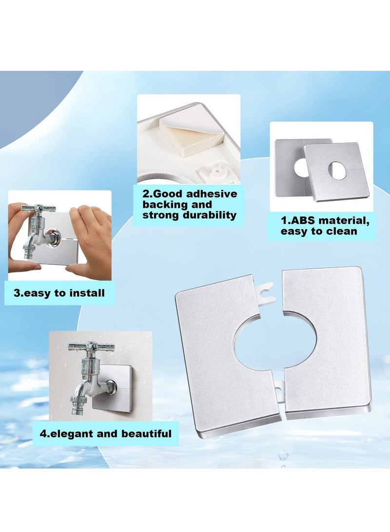 Plumbing Cover Plates, White ABS Plastics Square Shaped Escutcheon Plates with 33mm/1.29inch Diameter Hole Wall-mounted Water Pipe Cover - Image 5