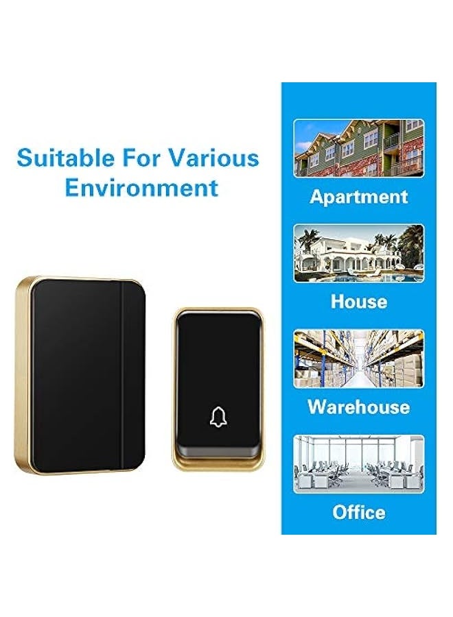 Topleo 『No Battery Required』 Wireless Doorbell,Waterproof Door Chime Kit with 1 Press Self-Powered Transmitter & 1 Plug-in Receiver,51 Chimes,4 Volume Levels,No Battery Required,Black - Image 5