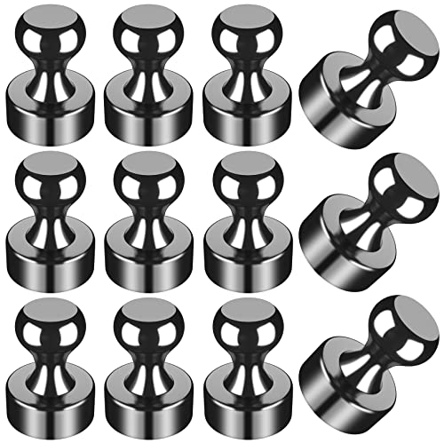 WUDIME 12Pcs Black Fridge Magnet Refrigerator Magnets Whiteboard Magnets Fridge Magnets Adults Magnets Fridge Small Strong Magnet for Whiteboard Locker Map Kitchen Office School