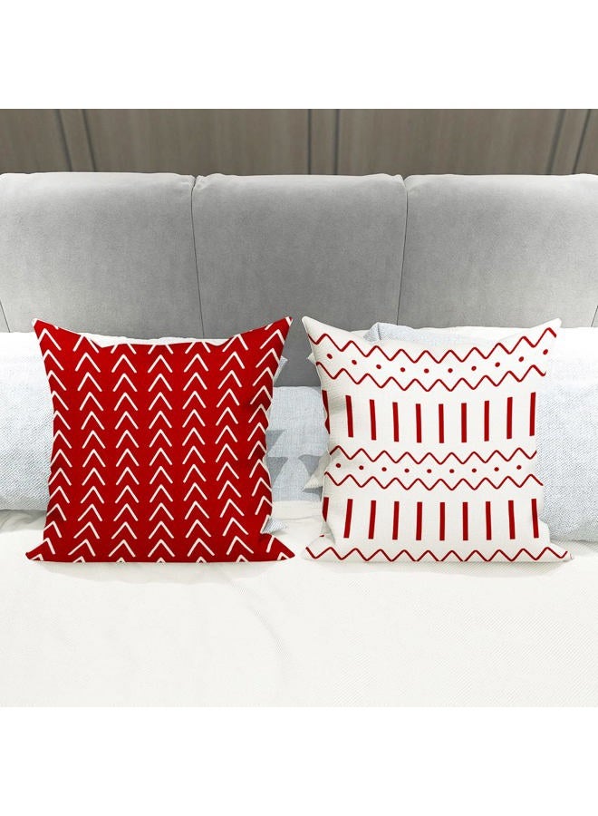 YCOLL Set of 4 Decorative Cushion Covers Sofa Pillowcase Decorative Sofa Cushion Covers Linen Outdoor Cushion Cover Decoration for Bedroom, Sofa, Chair, Bed, Garden, 45 x 45 cm - Image 2
