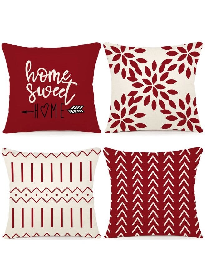 YCOLL Set of 4 Decorative Cushion Covers Sofa Pillowcase Decorative Sofa Cushion Covers Linen Outdoor Cushion Cover Decoration for Bedroom, Sofa, Chair, Bed, Garden, 45 x 45 cm - Image 1