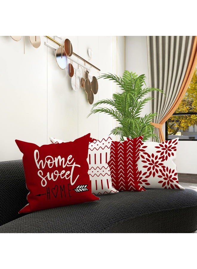 YCOLL Set of 4 Decorative Cushion Covers Sofa Pillowcase Decorative Sofa Cushion Covers Linen Outdoor Cushion Cover Decoration for Bedroom, Sofa, Chair, Bed, Garden, 45 x 45 cm - Image 5