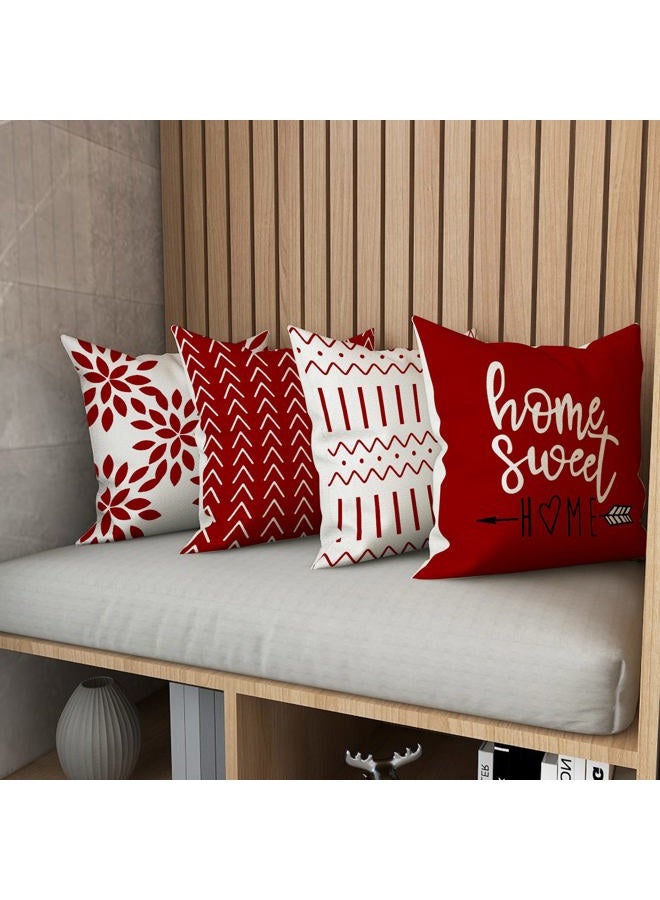 YCOLL Set of 4 Decorative Cushion Covers Sofa Pillowcase Decorative Sofa Cushion Covers Linen Outdoor Cushion Cover Decoration for Bedroom, Sofa, Chair, Bed, Garden, 45 x 45 cm - Image 4