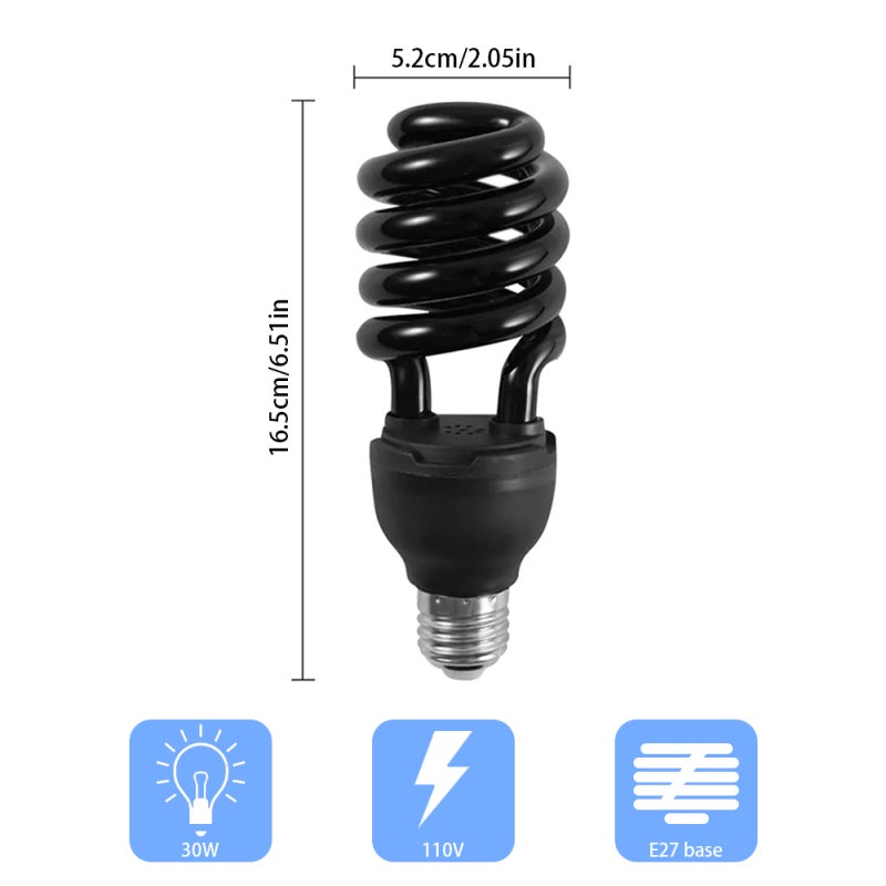 CFL Black Light Bulb(BLB)/Spiral Blacklight/ Perfect for Halloween/ Trapping/20 Watts/110 Volts/365nm/E27/1 Count(Pack of 2) - Image 3