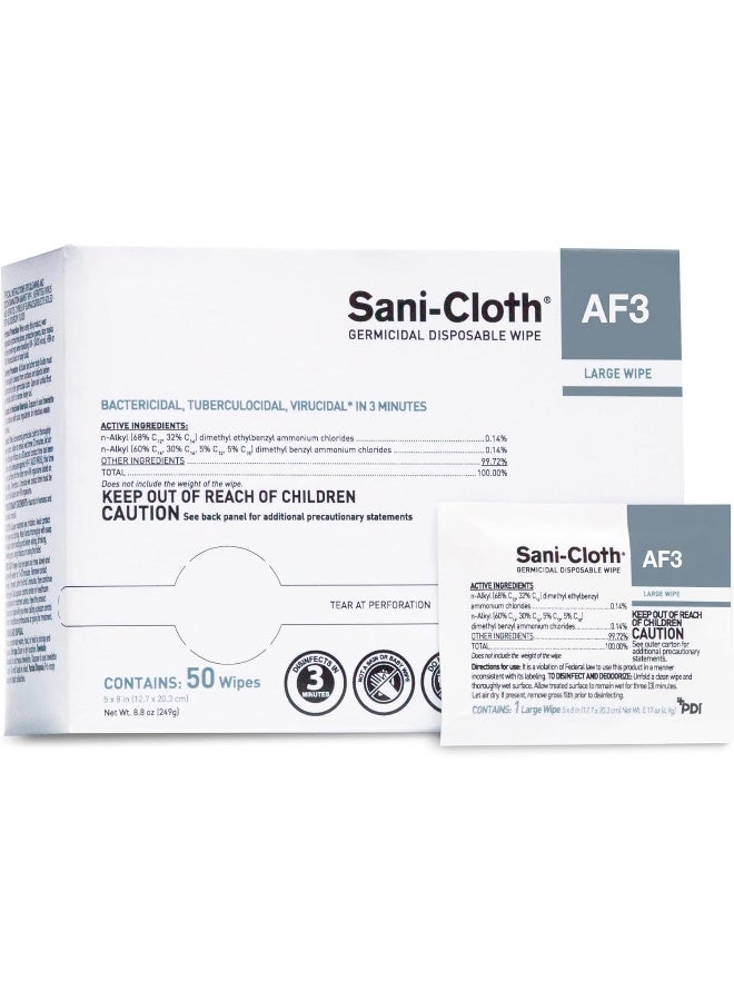 PDI PDI H59200 Sani-Cloth AF3 Wipes, Large Individual Packets, 5" x 8", Fragrance free, White  - Image 1