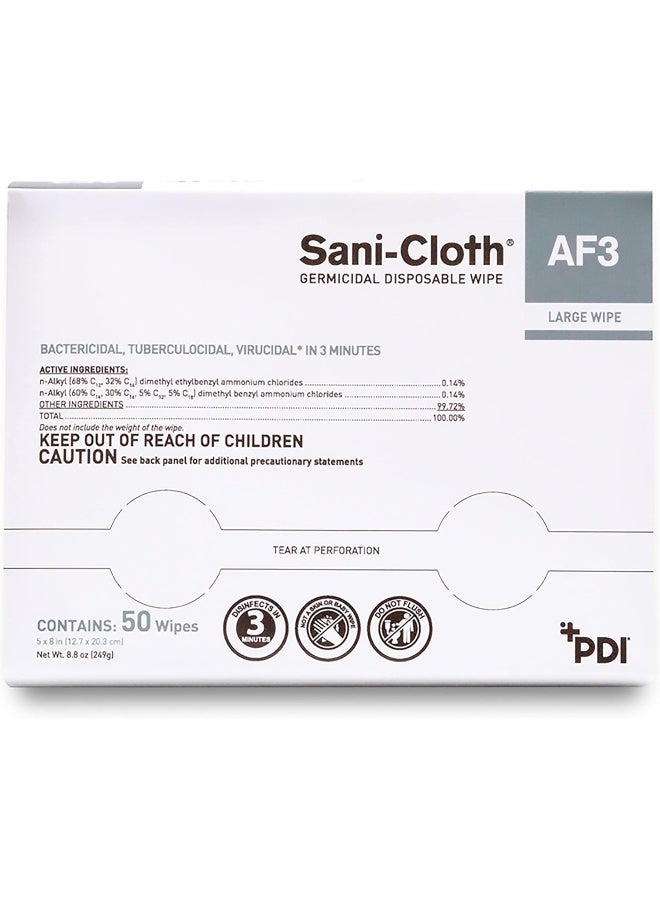 PDI PDI H59200 Sani-Cloth AF3 Wipes, Large Individual Packets, 5" x 8", Fragrance free, White  - Image 2