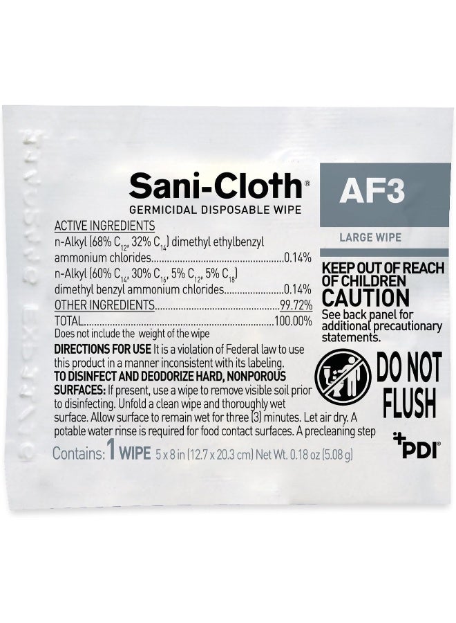 PDI PDI H59200 Sani-Cloth AF3 Wipes, Large Individual Packets, 5" x 8", Fragrance free, White  - Image 3