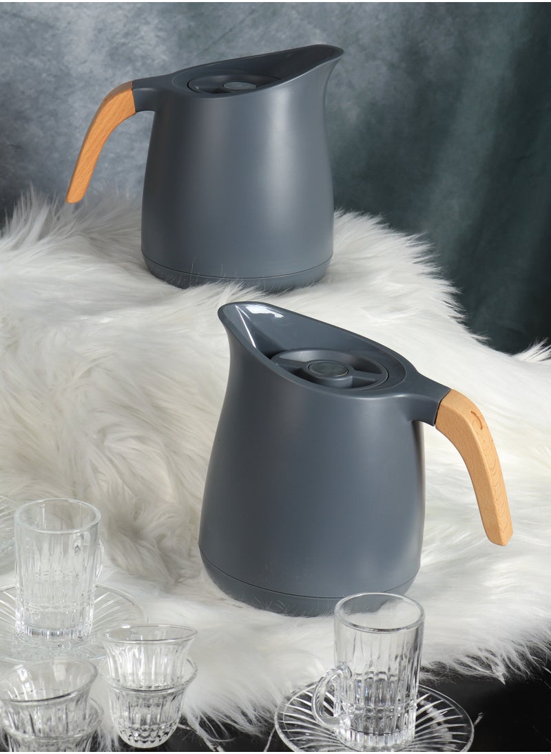 HOMEVEO 1 liter tea and coffee thermos set - elegant design with a plastic outer body and a stainless steel inner body that retains heat for long periods 