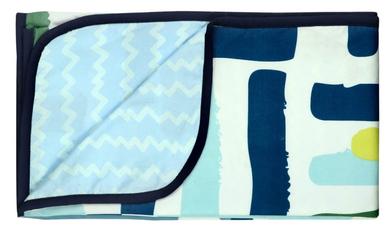 BSB بطانية سرير مفرد قابلة للعكس من BSB HOME قطن نقي 120 GSM خفيفة الوزن مطبوعة/دوهار مكيف/دوهار صديقة للبشرة - 152 x 225 سم - أزرق أخضر وأصفر - Image 5