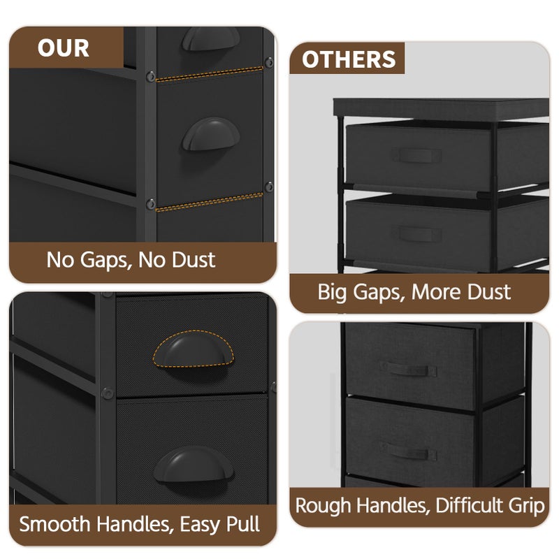 LASZOLA 4 Drawer Narrow Dresser Slim Cabinet Skinny Storage Tower Chest, Ideal for Small Spaces Bathroom Bedroom, Between Washer and Dryer, Lightweight Mobile on Wheels, Sturdy Fabric Drawers, Black - Image 4