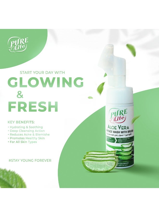 Pure Life  Aloe Vera Foaming  Face Wash with Prush – Gentle Cleanser for All Skin Types, Hydrating & Refreshing,150ml - Image 5