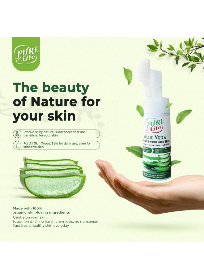 Pure Life Pure Life Aloe Vera Foaming Face Wash with Prush  Gentle  Cleanser for All Skin Types, Hydrating & Refreshing,150ml | Best Price UAE  | Dubai, Abu Dhabi