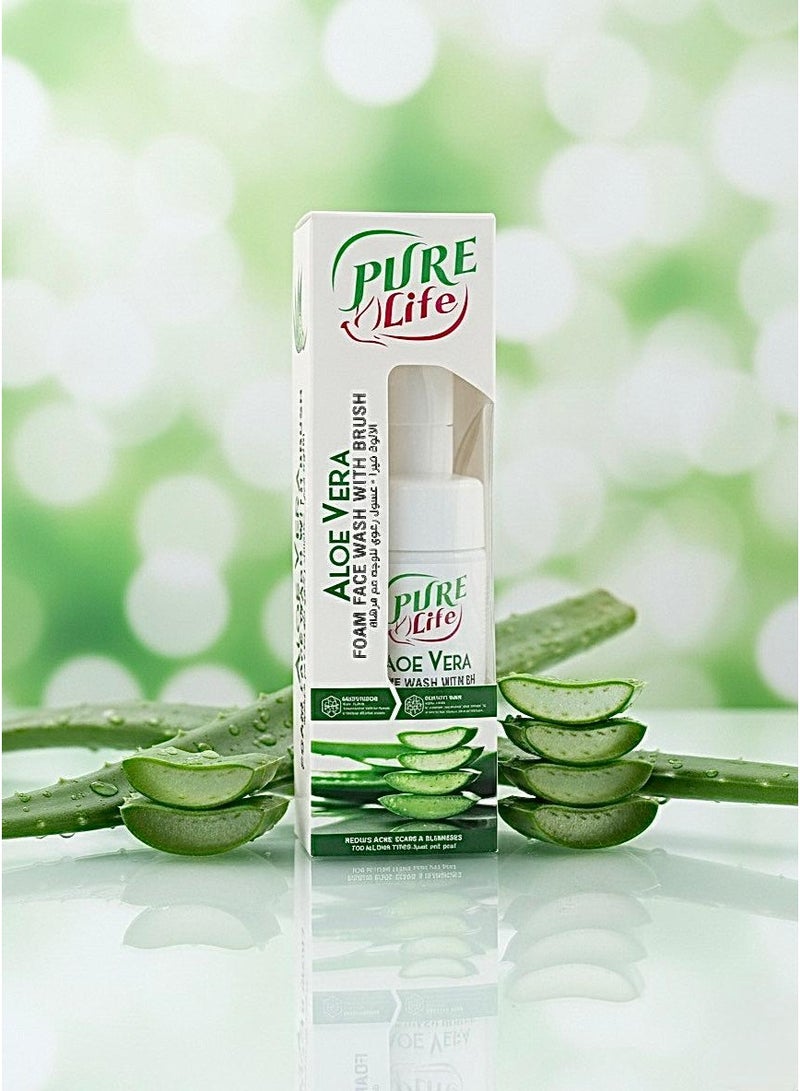 Pure Life  Aloe Vera Foaming  Face Wash with Prush – Gentle Cleanser for All Skin Types, Hydrating & Refreshing,150ml - Image 3