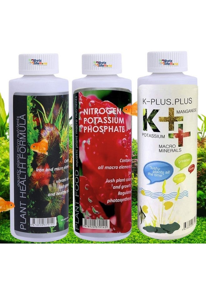 Vayinato Aquatic Remedies (Pack of 3) Aquarium Plant Health Formula 120Ml & Plant Food 120Ml & K-Plus Plus 100Ml - Liquid - Image 1