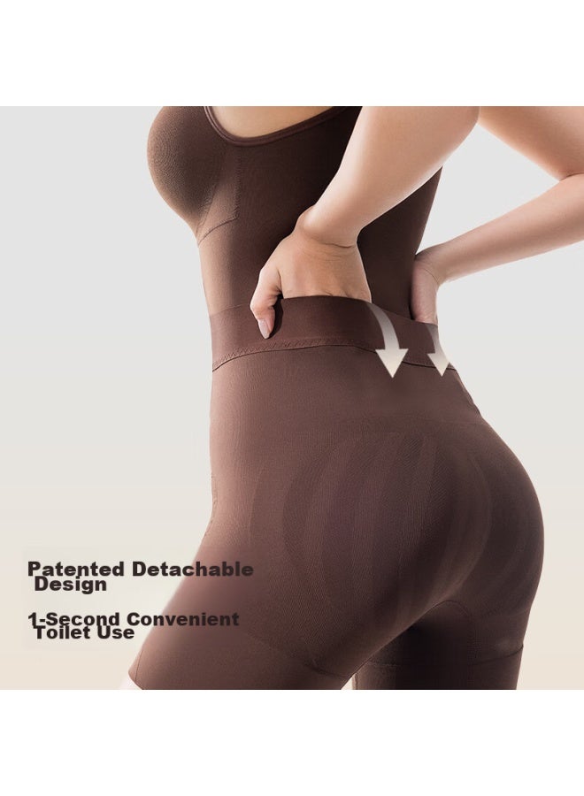 Curveism Curve-hugging Bodysuit ملابس تشكيل اللياقة البدنية، مشد التحكم في البطن بدلة التخسيس، خريف بني، الحجم M - Image 5