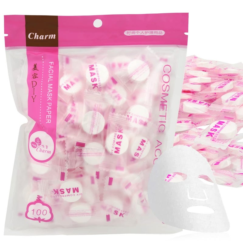 100 Pieces Compressed Cotton Facial Mask Sheets Disposable DIY Mask Paper Beauty Tool for Skin Care Cotton Masks for Home Travel