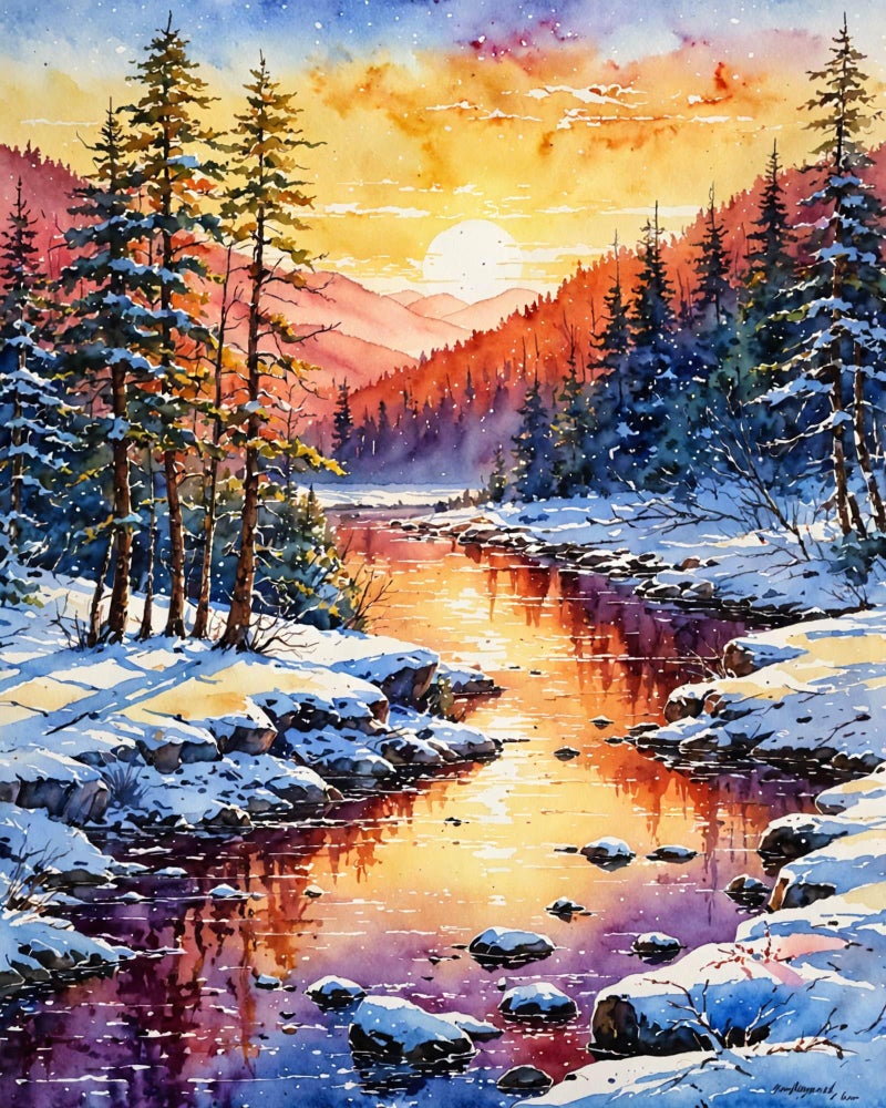 ldazao Paint By Numbers Kit for Adults Beginner Winter Forest Paint By Number Kits On Canvas Snow Adults PaintByNumber Kits DIY Oil Painting Christma Gift Home Wall Decor 16x20 Inch - Image 2