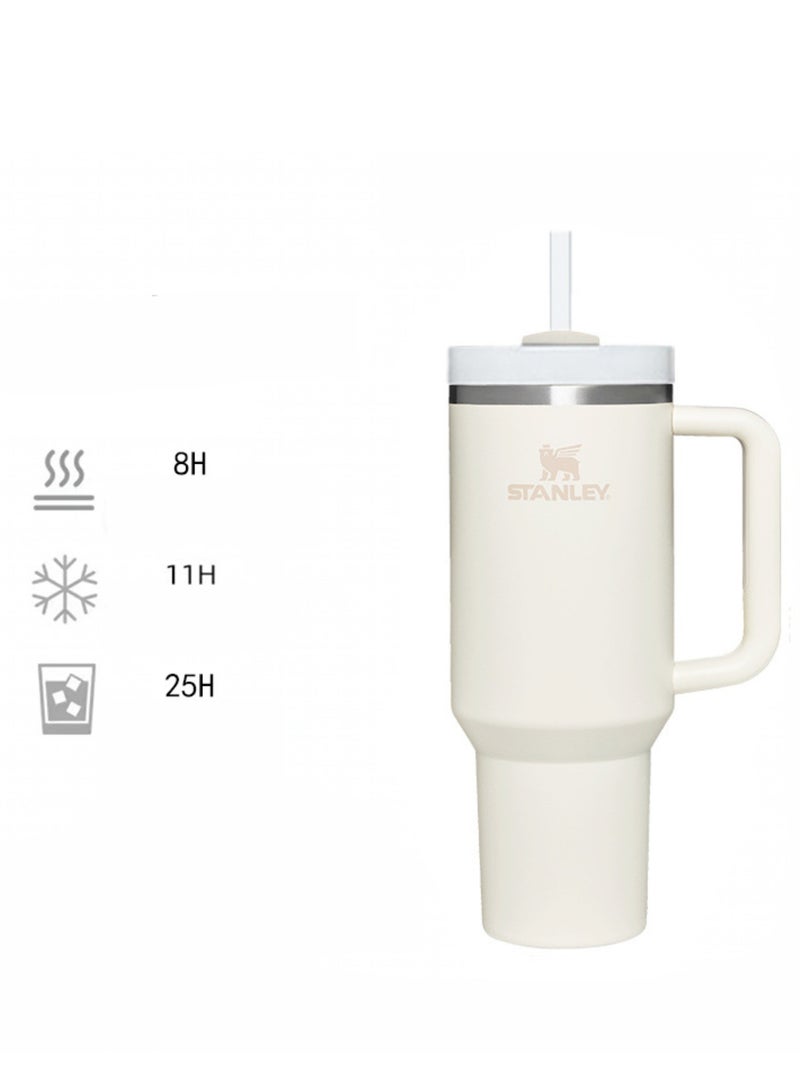 Stanley Quencher H2.0 Flowstat Vacuum Insulated Stainless Steel Tumbler with Lid and Straw for Water, Iced Tea, Coffee, Smoothies and More, Cream