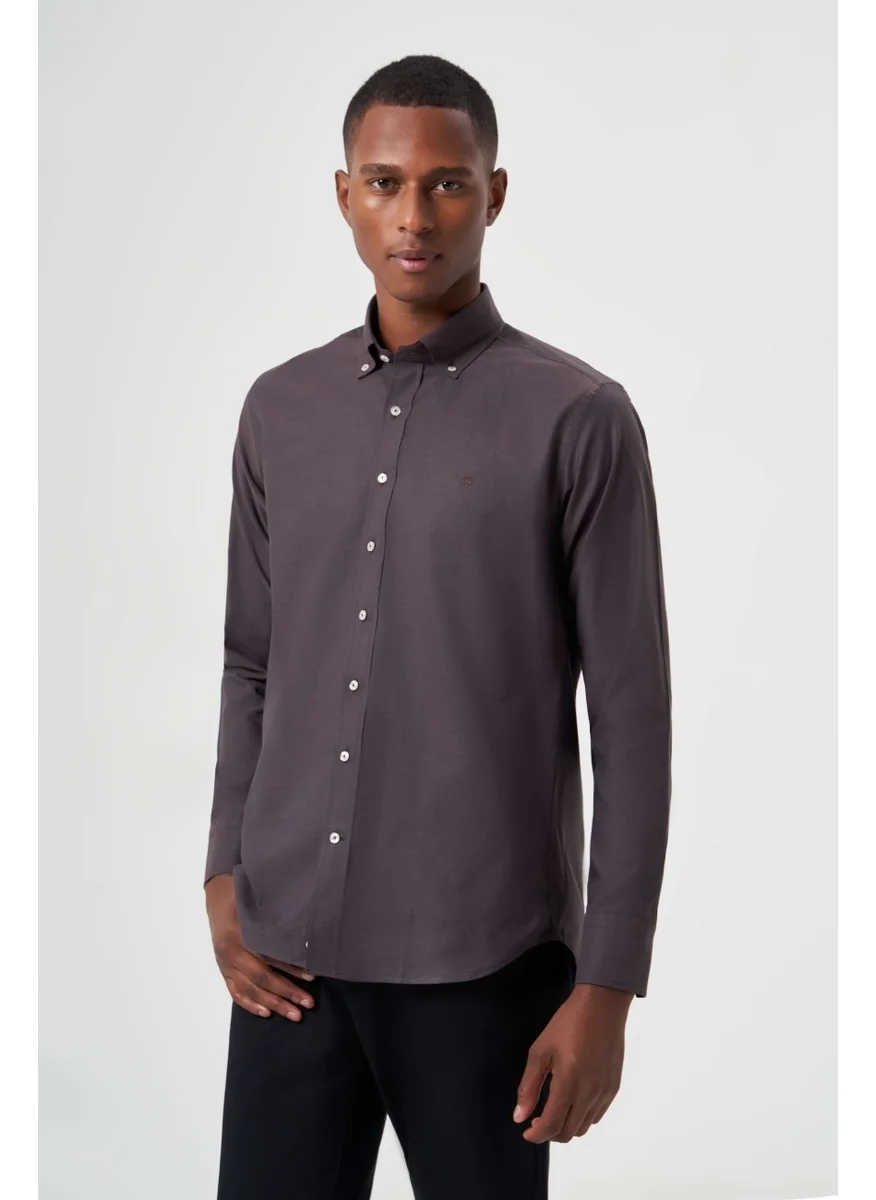 Bisse Men's Regular Fit Sports Shirt Dark Brown GM23K232058_D12