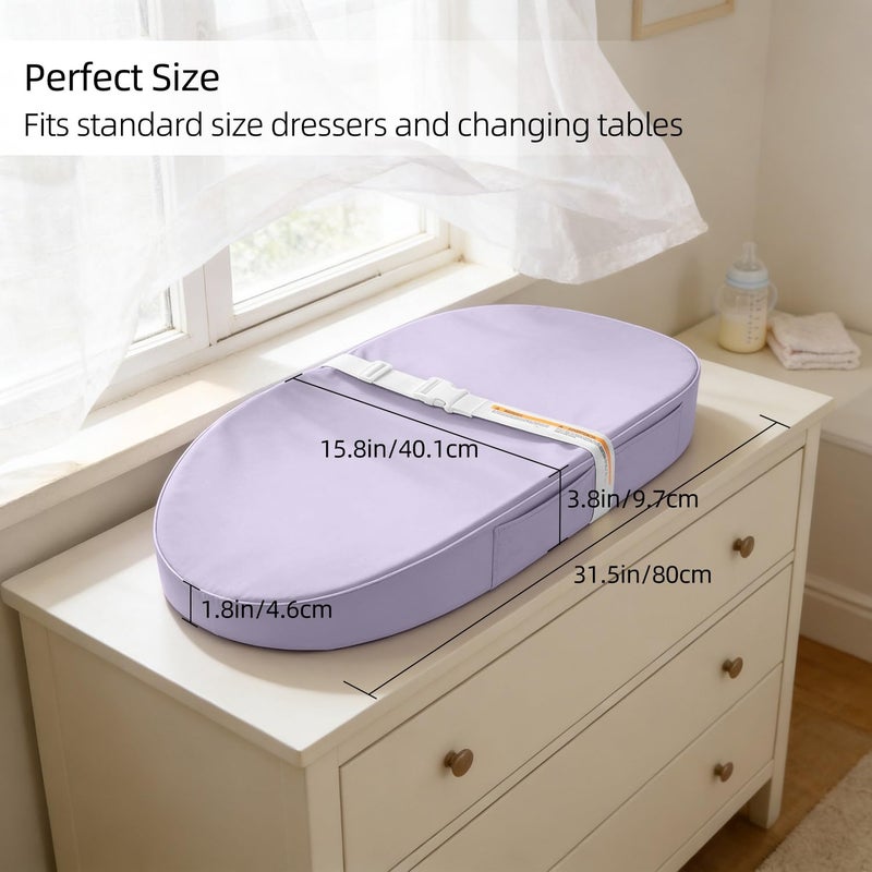 JVEOO Baby Changing Pad, Waterproof Vegan Leather Wipeable Diaper Changing Pad with Safety Strap Non-Slip Changing Mat for Dresser & Table - Image 3