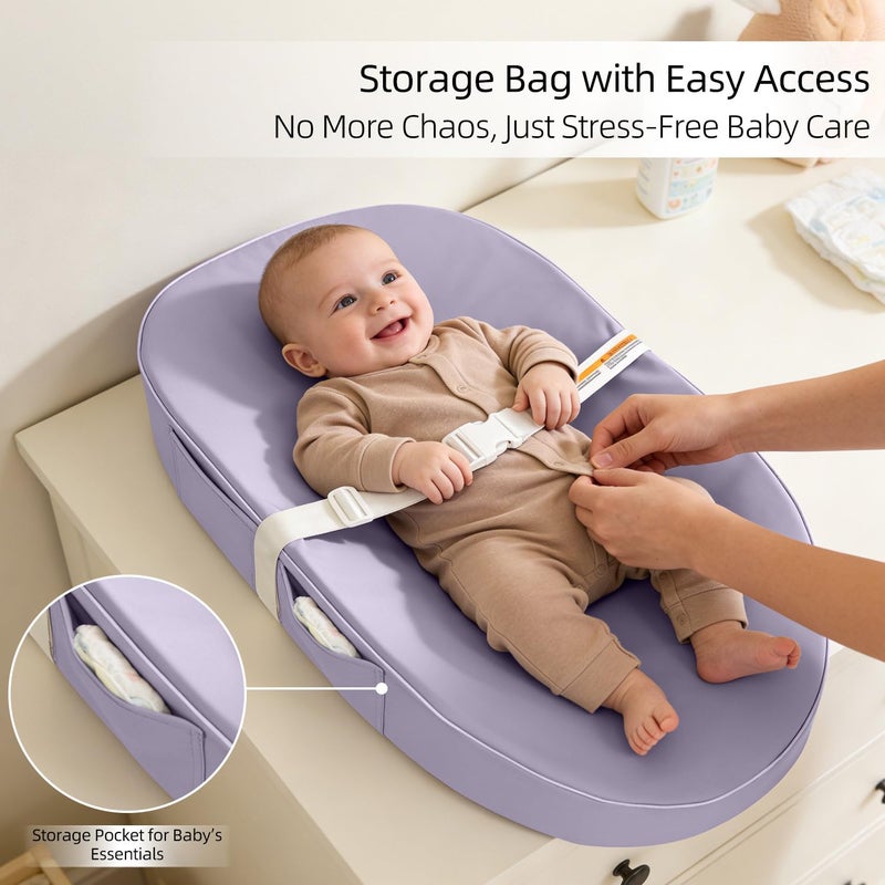 JVEOO Baby Changing Pad, Waterproof Vegan Leather Wipeable Diaper Changing Pad with Safety Strap Non-Slip Changing Mat for Dresser & Table - Image 5