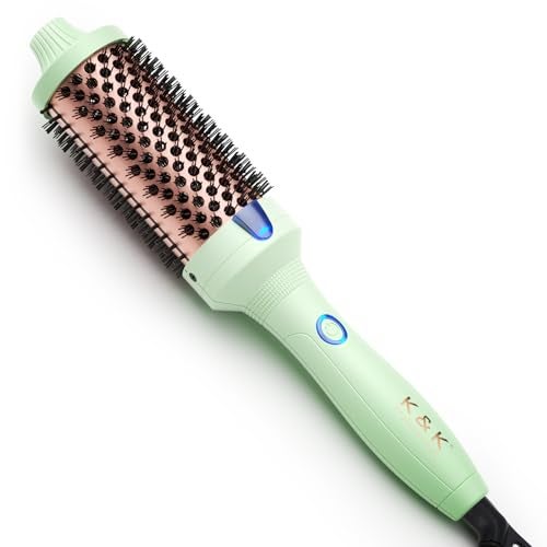 K&K Pro Thermal Brush Creates Blowout Look, 1 3/4 Inch Ionic Heated Round Comb Makes Hair Smoother, Dual Voltage, Thermal Round Brush Effortlessly Achieves Gorgeous Curls, 30S Fast Heating - Image 1
