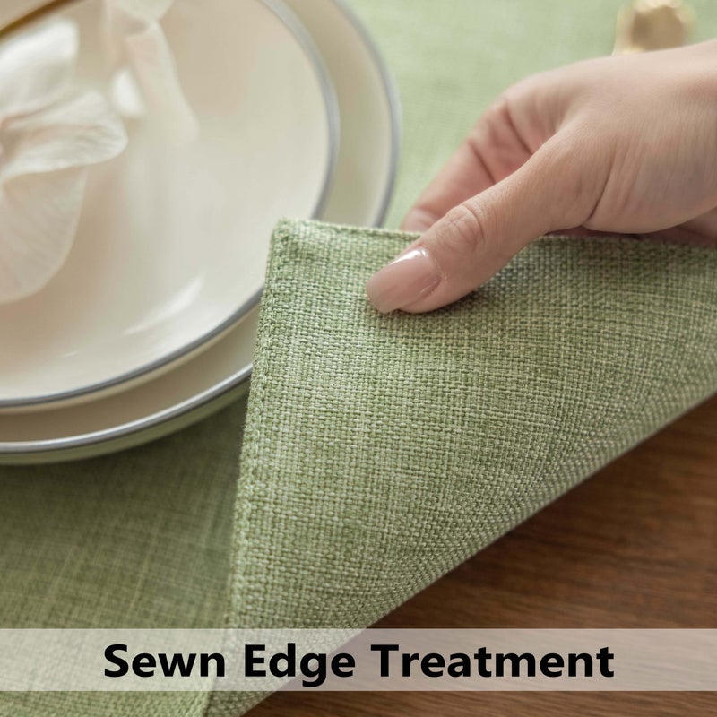 Demetex Green Placemat Set of 4 Washable Linen Textured Place Mats for Dinner Heat Resistant Sage Cloth Placemats Scratch Resistant Plate Mats for Dining Table Kitchen Spring, Green - Image 2