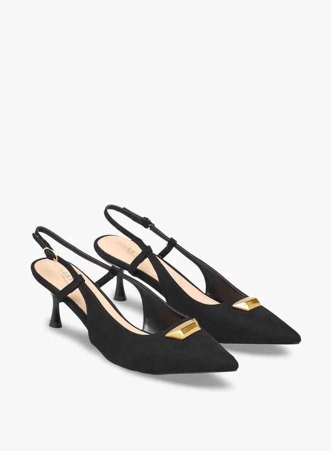 سيليست Women Pointed Toe Flared Heel Slingback Sandals