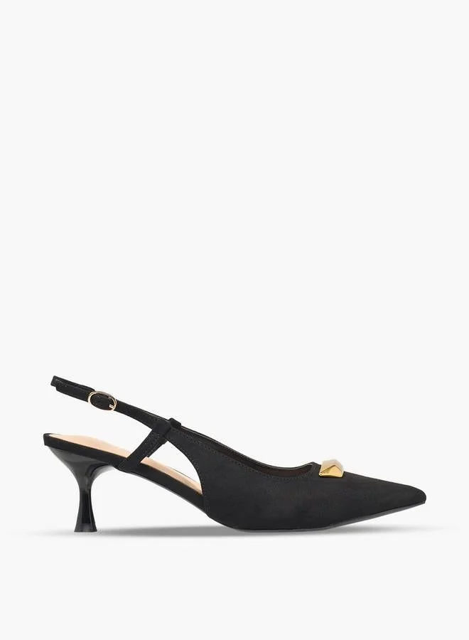 سيليست Women Pointed Toe Flared Heel Slingback Sandals