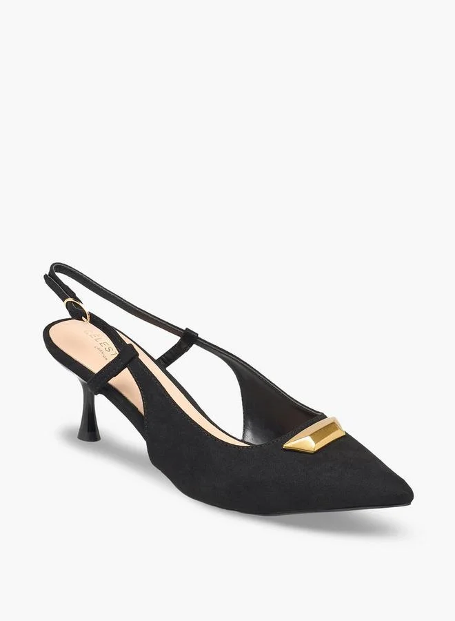 Celeste Women Pointed Toe Flared Heel Slingback Sandals