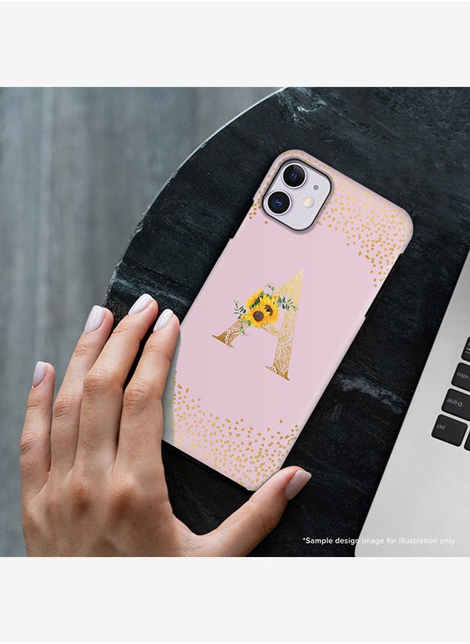 Monogram Tough Cover for Apple iPhone 11 Case Custom Initials Letter Floral Mandala Pattern Tough Pro Dual Layer hybrid PC inner TPU protection Alphabet- F (Pink)