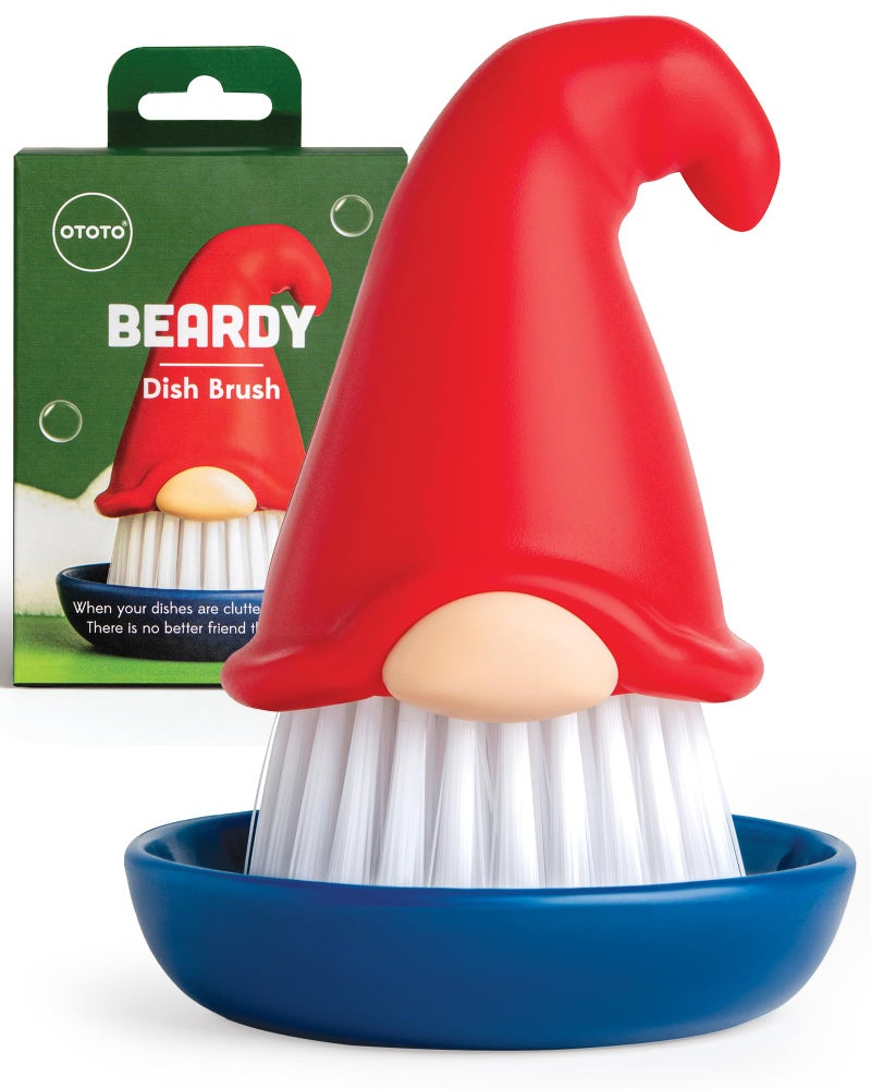 New Beardy Gnome Dish Brush by Ototo Dish Scrub Brush Gnomes Quirky Gifts Dish Brush Cute Kitchen Accessories Funny Kitchen Gadgets Vegetable Brush Cute and Useful Gifts for Women