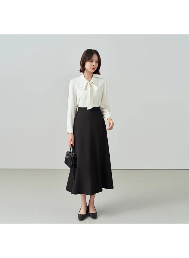 Lady Bird Miss Bird Black A-line Long Skirt Women's Formal Wear Umbrella Skirt Professional Pee Commuting Half Skirt Interview Skirt Suit Half Skirt - Image 2