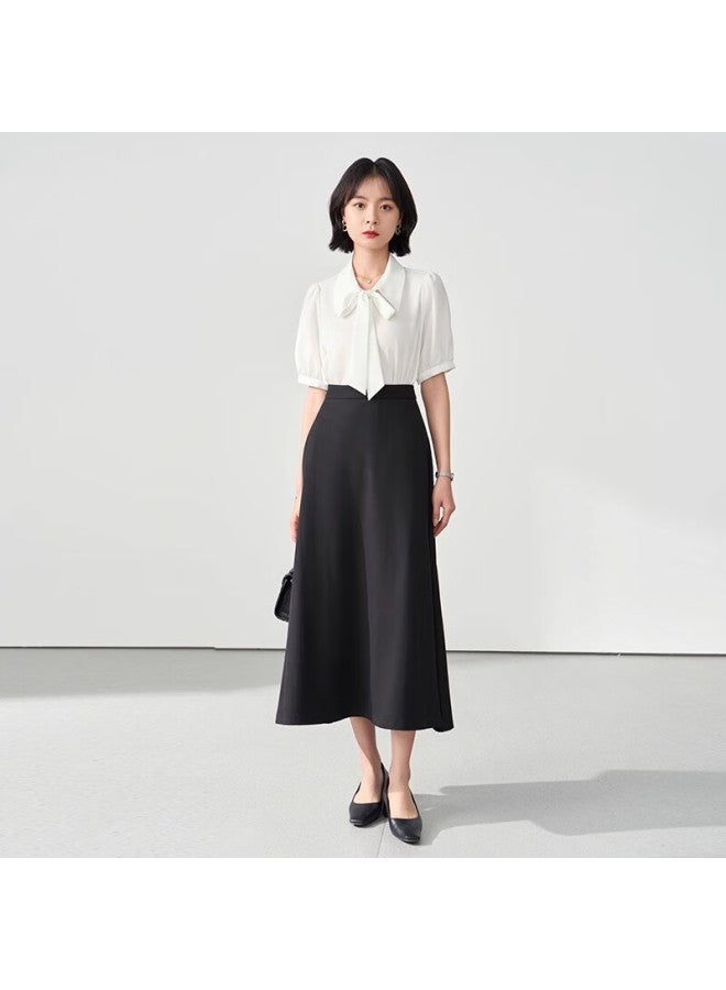 Lady Bird Miss Bird Black A-line Long Skirt Women's Formal Wear Umbrella Skirt Professional Pee Commuting Half Skirt Interview Skirt Suit Half Skirt - Image 4