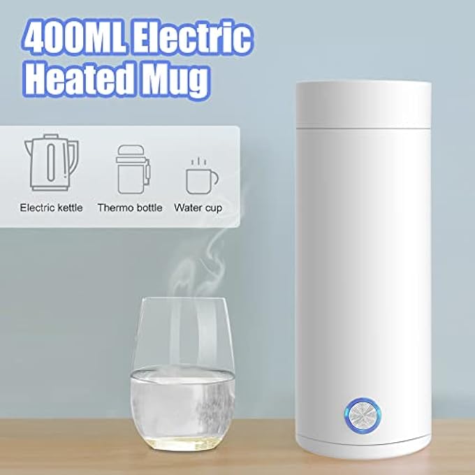 WOOLALA 230V Portable Electric Kettle  5 Minutes Fast Boiling 400Ml Hot Water Boiler Bottle Safe Stainless Steel Electric Heated Cup Travel Kettle For Making Tea Coffee Baby Milk And Fast Food - Image 3