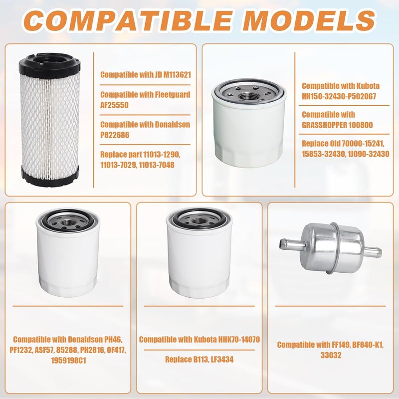 Podoy 77700-01819 Replacement Filter Kit for Kubota RTV900 - 5 Piece Set - Image 3