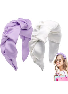 Headband For Women Fashion Knotted Headband Ruffled Womens Headbands Wide Headband Top Knot Turban Hair Hoop Hair Accessories For Girls 2Pcs White And Purple - pzsku/Z3C390AA257517C0D9E75Z/45/_/1735566952/84bcf969-ed4c-49d4-8d43-5444debf7165