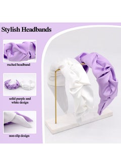 Headband For Women Fashion Knotted Headband Ruffled Womens Headbands Wide Headband Top Knot Turban Hair Hoop Hair Accessories For Girls 2Pcs White And Purple - pzsku/Z3C390AA257517C0D9E75Z/45/_/1735567053/c614df31-fc32-4d06-9b7f-dffa91f00651