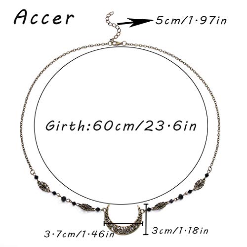 Urieo Boho Moon Head Chain Jewelry Vintage Gold Crescent Headpiece Witch Halloween Costume Hair Accessories for Women - Image 2