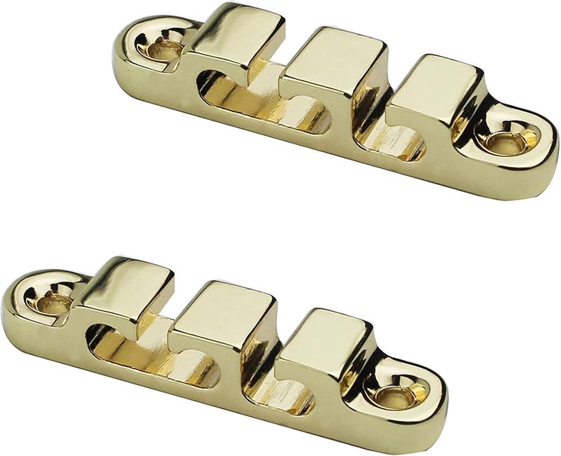 guyker 2Pcs 3-String Retainer/String Guide for Electric Bass Head Retainer String Tree String Buckle Guide Groove Bass String SR5, Gold - Image 1