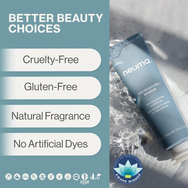 Neuma Neu Moisture Masque 5.1 Fl. Oz. Deep Moisture Hair Mask - Hydrates, Protects, Softens, Conditions, Ideal for Dry/Chemically-Treated Hair, Lavender, Mandarin & Vanilla Scent - Image 3