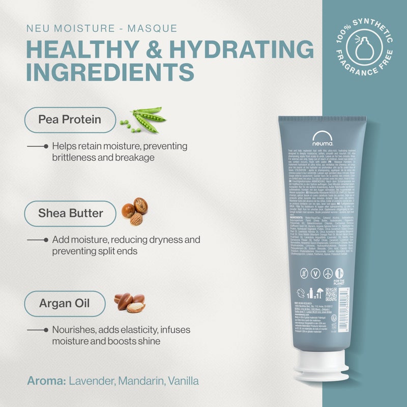 Neuma Neu Moisture Masque 5.1 Fl. Oz. Deep Moisture Hair Mask - Hydrates, Protects, Softens, Conditions, Ideal for Dry/Chemically-Treated Hair, Lavender, Mandarin & Vanilla Scent - Image 2