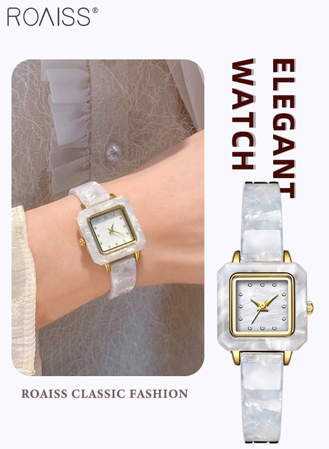 roaiss Silicone Strap Quartz Watch for Women, Analog Display Square Dial with Rhinestone Decoration, Retro Luxury Waterproof Wristwatch, as Gift for Ladies - Image 1