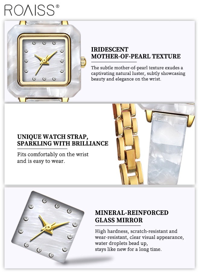 roaiss Silicone Strap Quartz Watch for Women, Analog Display Square Dial with Rhinestone Decoration, Retro Luxury Waterproof Wristwatch, as Gift for Ladies - Image 5