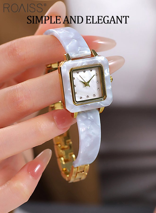 roaiss Silicone Strap Quartz Watch for Women, Analog Display Square Dial with Rhinestone Decoration, Retro Luxury Waterproof Wristwatch, as Gift for Ladies - Image 2