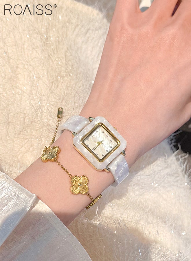 roaiss Silicone Strap Quartz Watch for Women, Analog Display Square Dial with Rhinestone Decoration, Retro Luxury Waterproof Wristwatch, as Gift for Ladies - Image 4