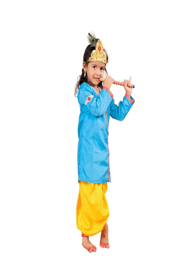 DESI ANDAAZ Krishna Costume Dress for Baby Boys Kids (Dhoti,Kurta,Mukut,Morpankh,Bansuri,Kamarband,Bajuband) Little Krishna Kanha ji Janmasthmi Costume for Kids - Image 2