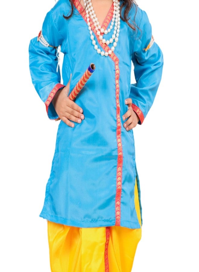 DESI ANDAAZ Krishna Costume Dress for Baby Boys Kids (Dhoti,Kurta,Mukut,Morpankh,Bansuri,Kamarband,Bajuband) Little Krishna Kanha ji Janmasthmi Costume for Kids - Image 3